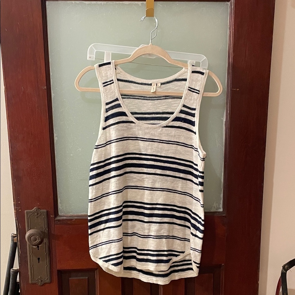 Moth Striped Scoop Neck Tank Top - Navy and White